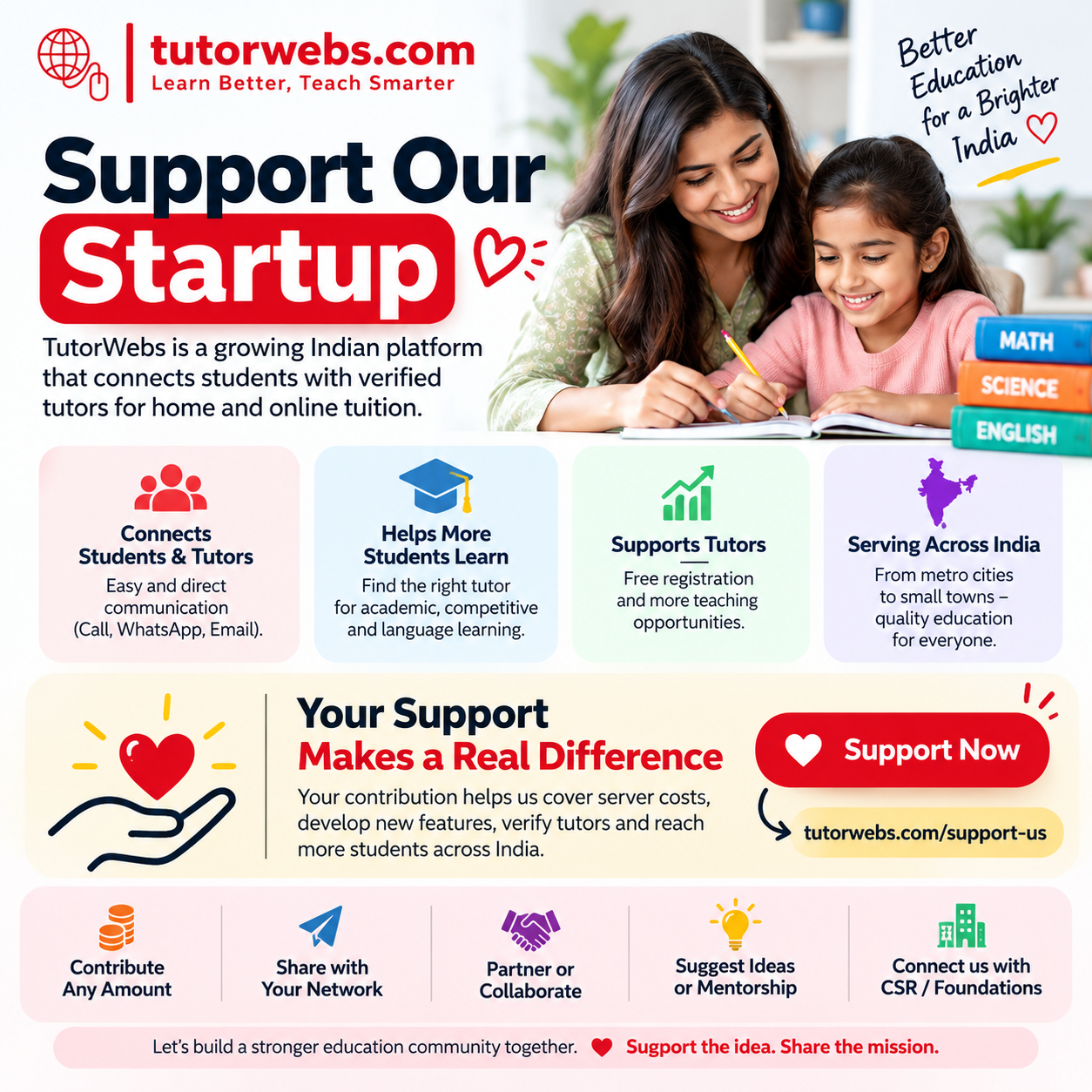 Support Our Startup — TutorWebs.com